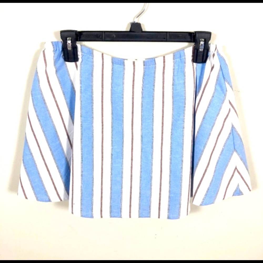 WAYF blue white striped mini skirt